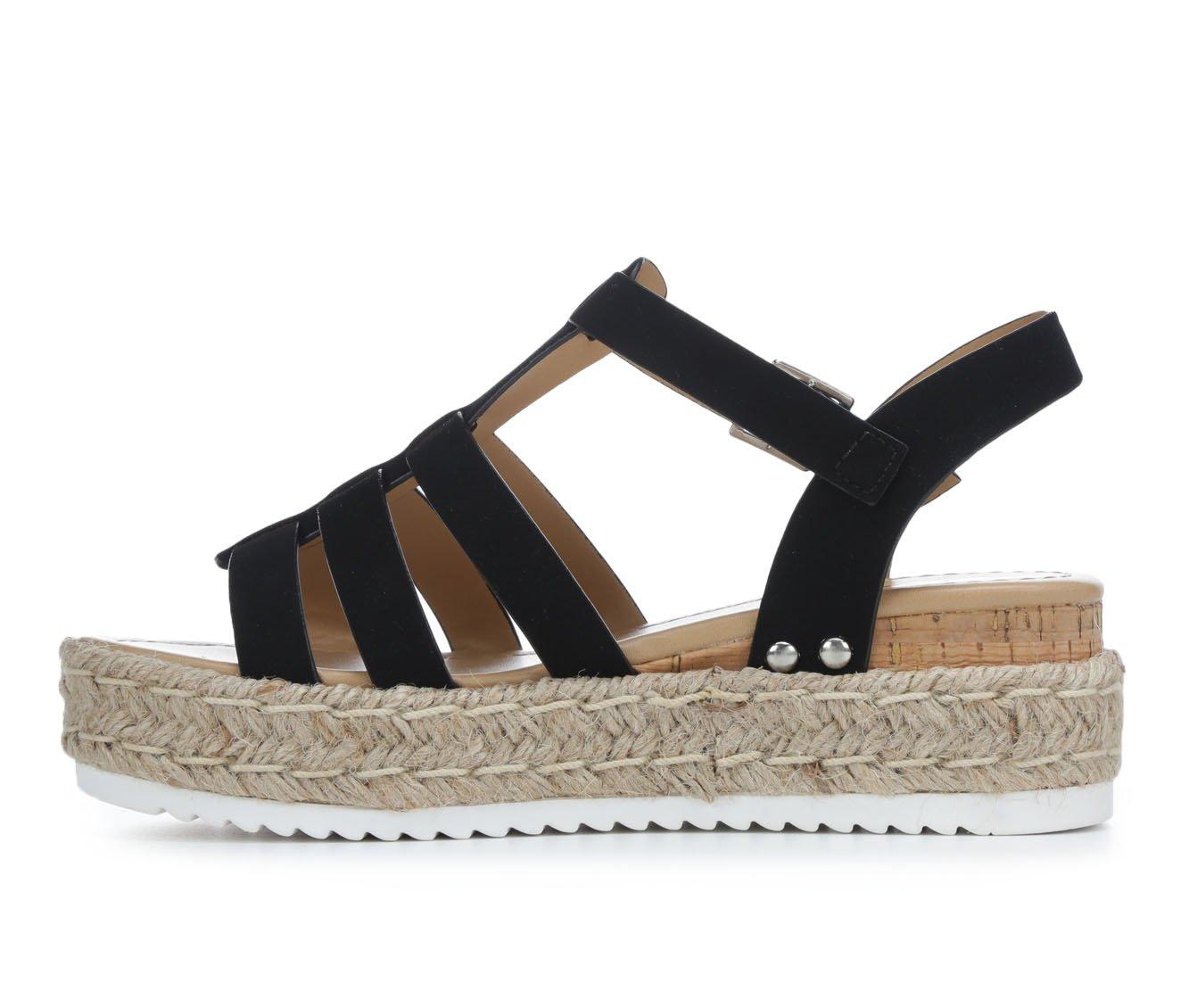 Women's Soda Espadrille Calf Lace Wedge Sandals