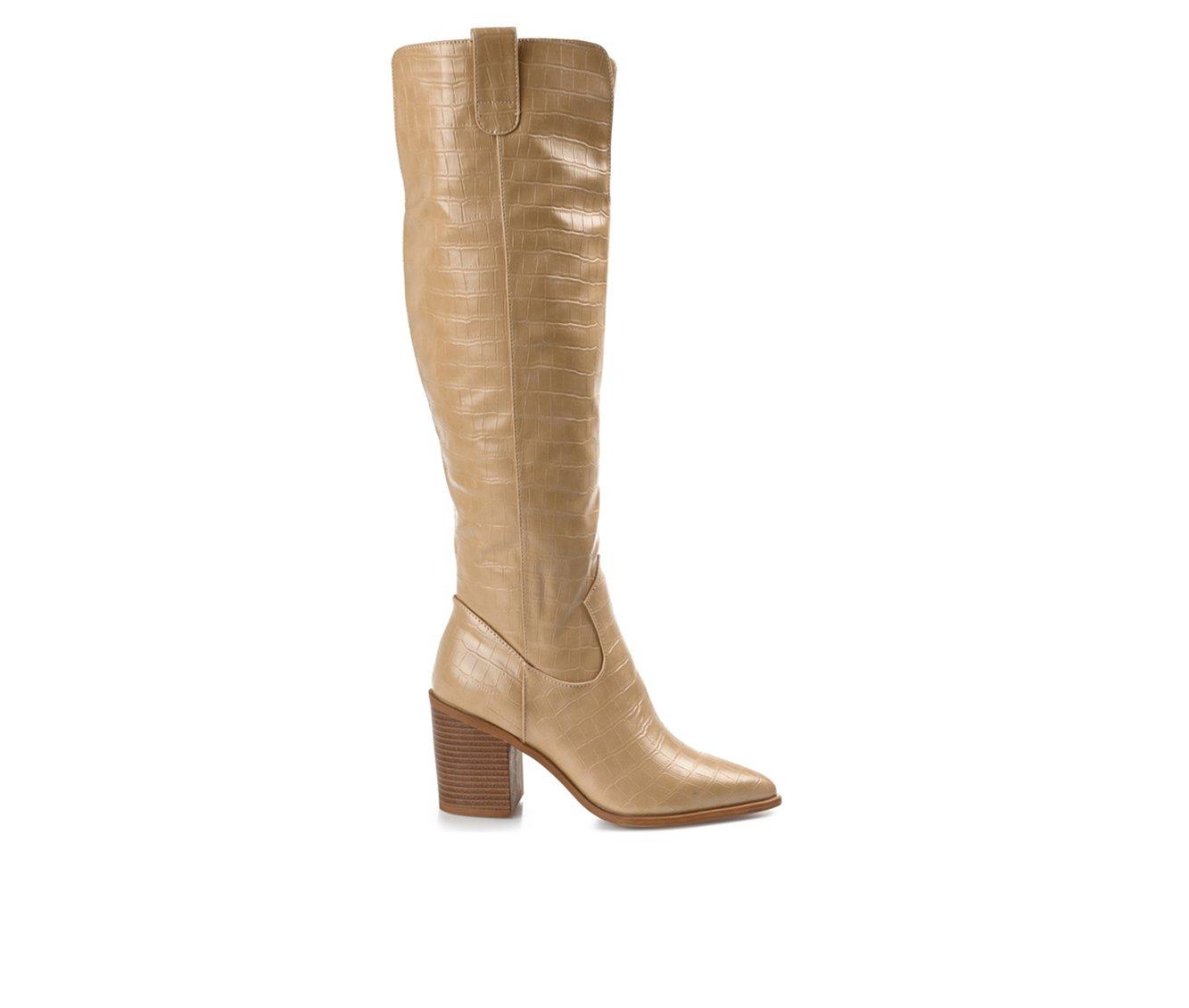 Journee Signature Womens Genuine Leather Pryse Extra Wide Calf