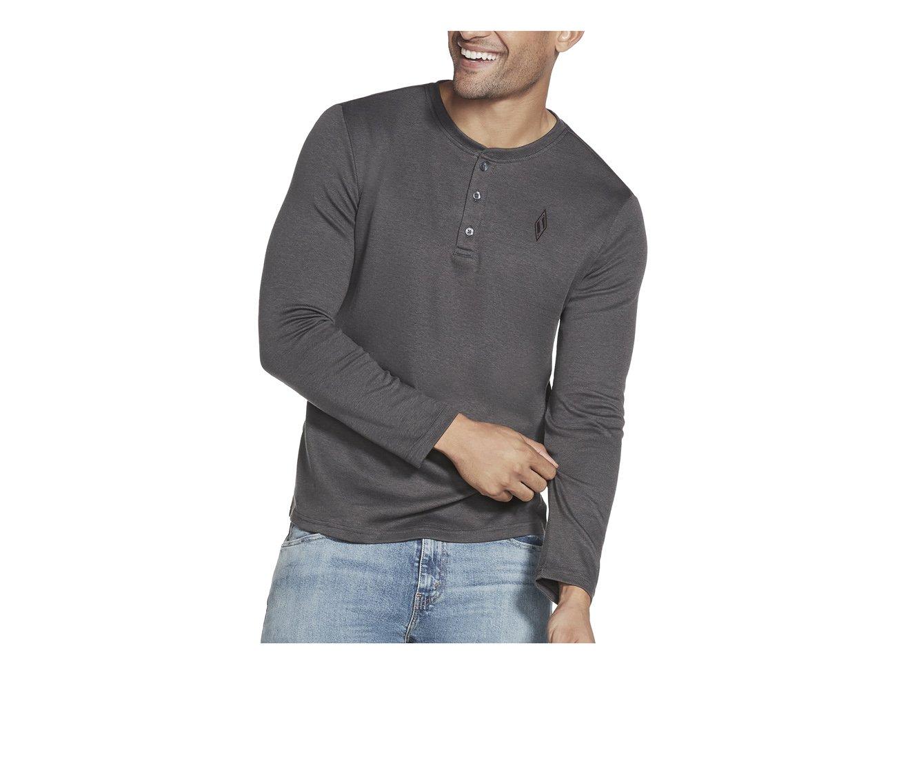 Skechers Go Apparel Men's Go Knit Pique Henley Long Sleeve Shirt