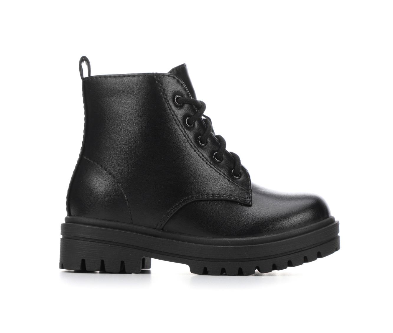 Little girls black combat boots best sale