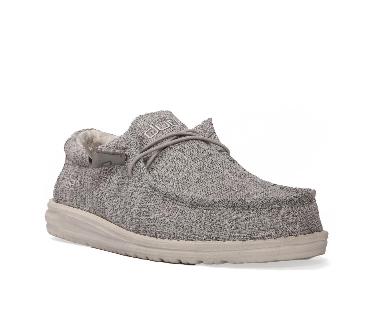 Mens Hey Dude Wally Linen in Break Stitch Grey