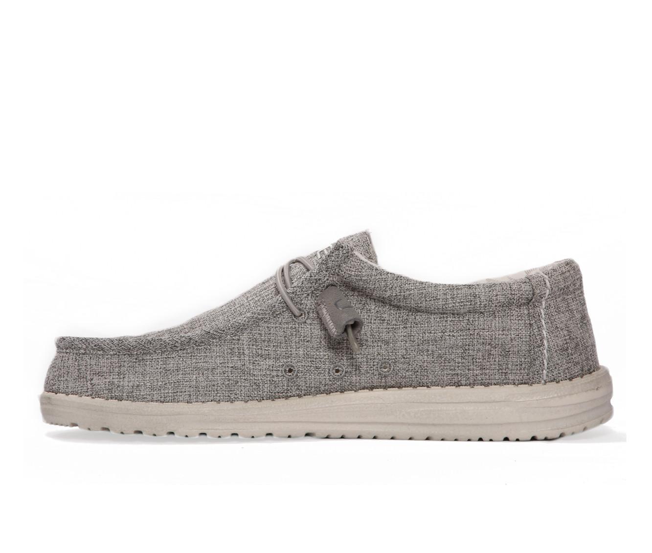 Mens Hey Dude Wally Linen in Break Stitch Grey