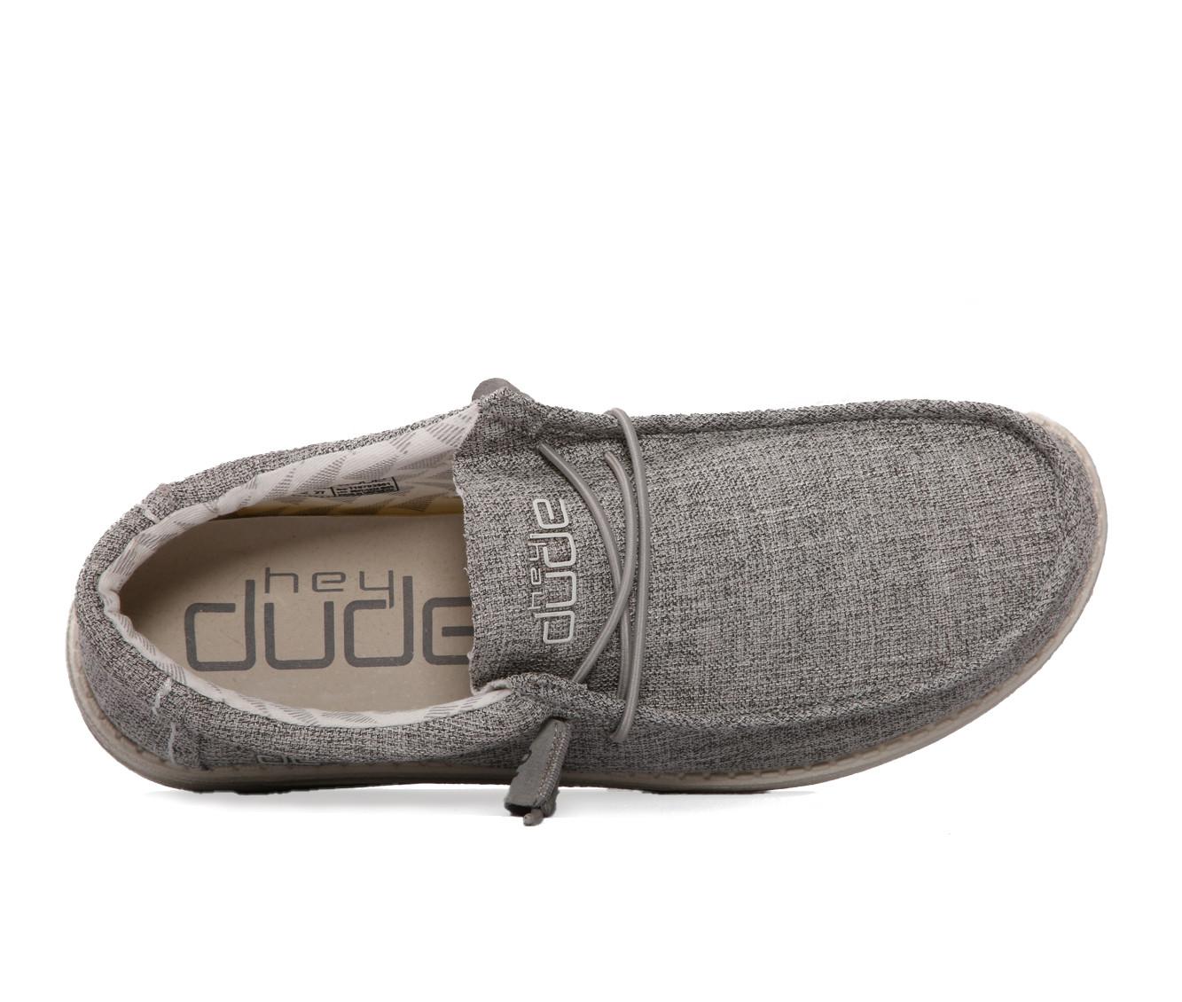 Mens Hey Dude Wally Linen in Break Stitch Grey