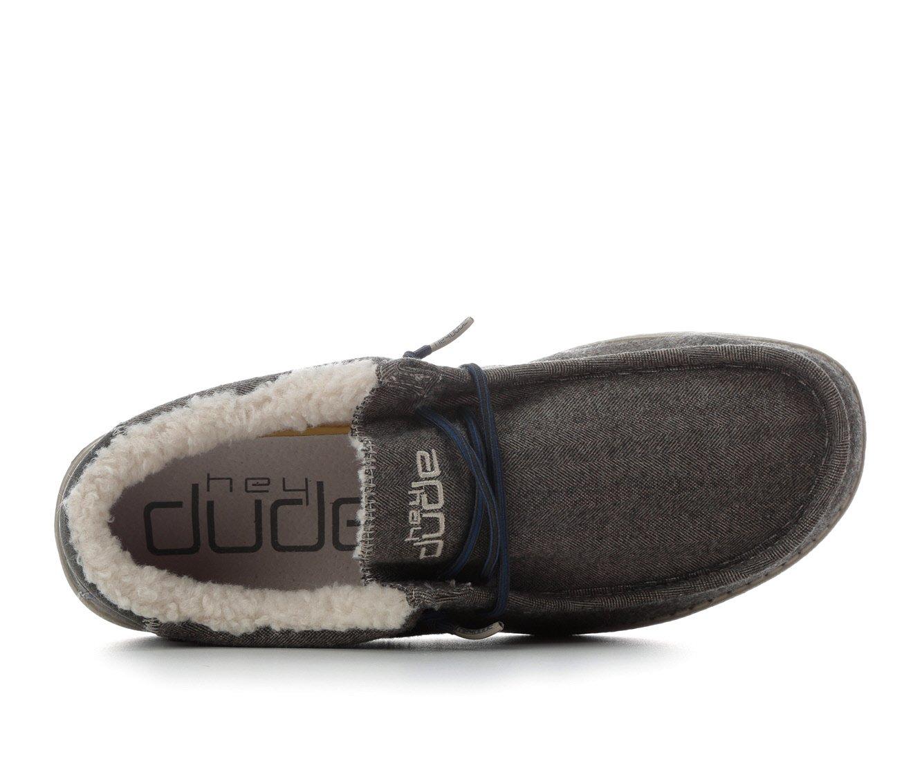 Hey Dude Mens Wally Slip On Shoes- Herringbone Grey