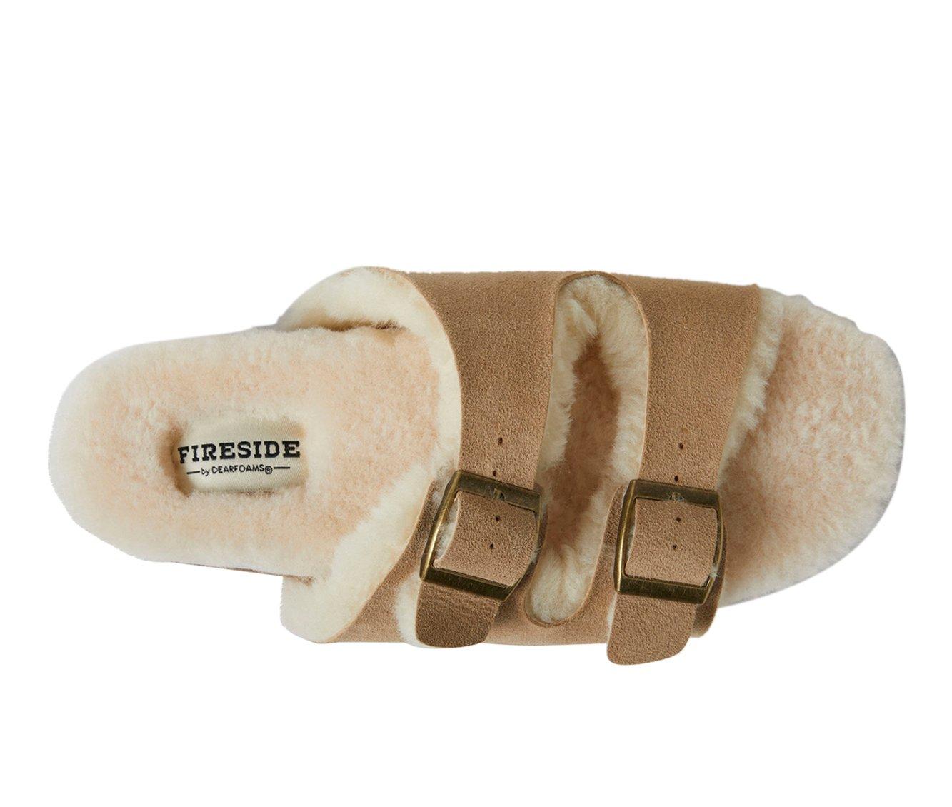 Fireside by Dearfoams Women's Tanworth Genuine Sherling Slide Footbed Sandals