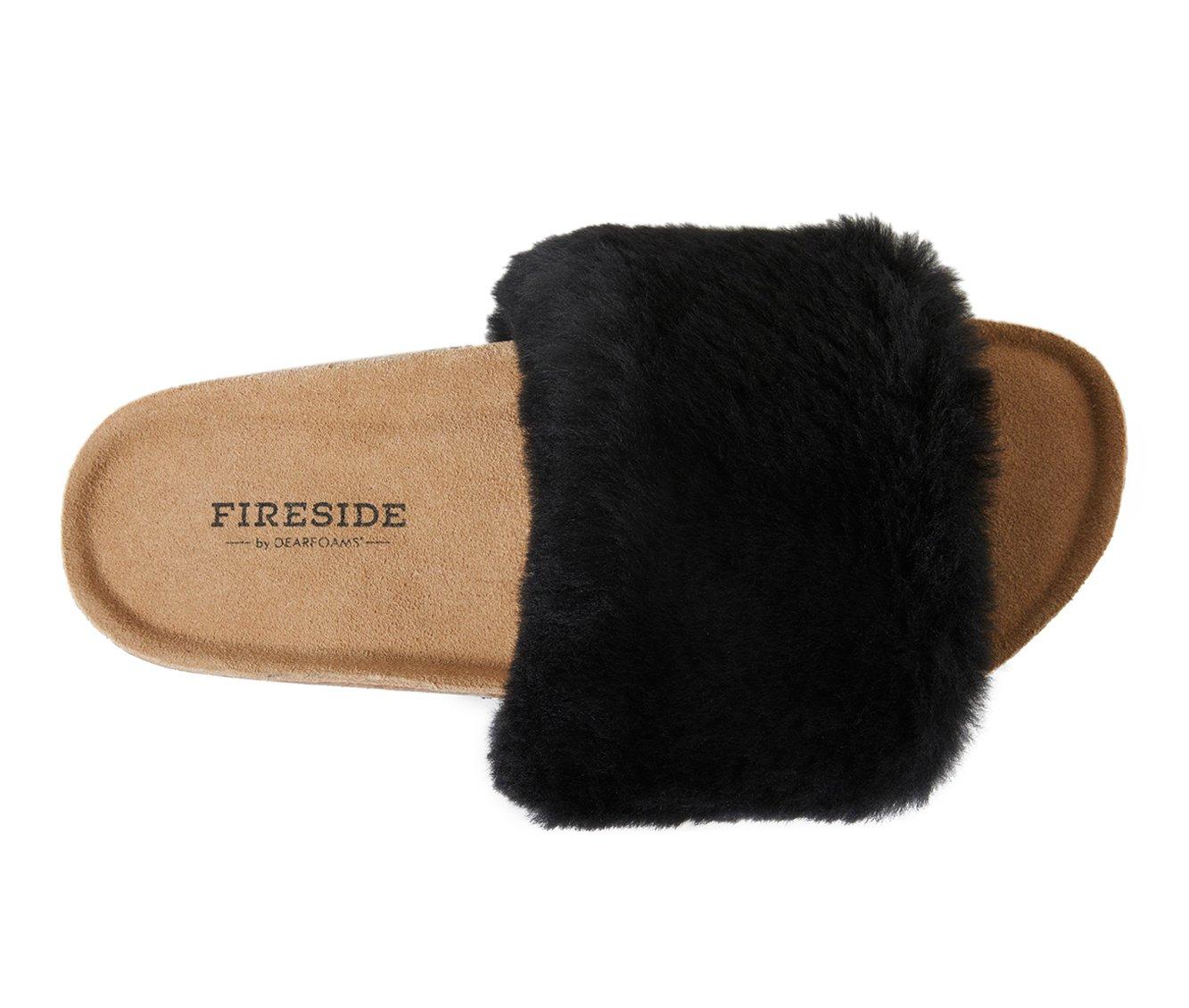 Fireside by Dearfoams Women's Canberra Genuine Shearling Slide Footbed Sandals