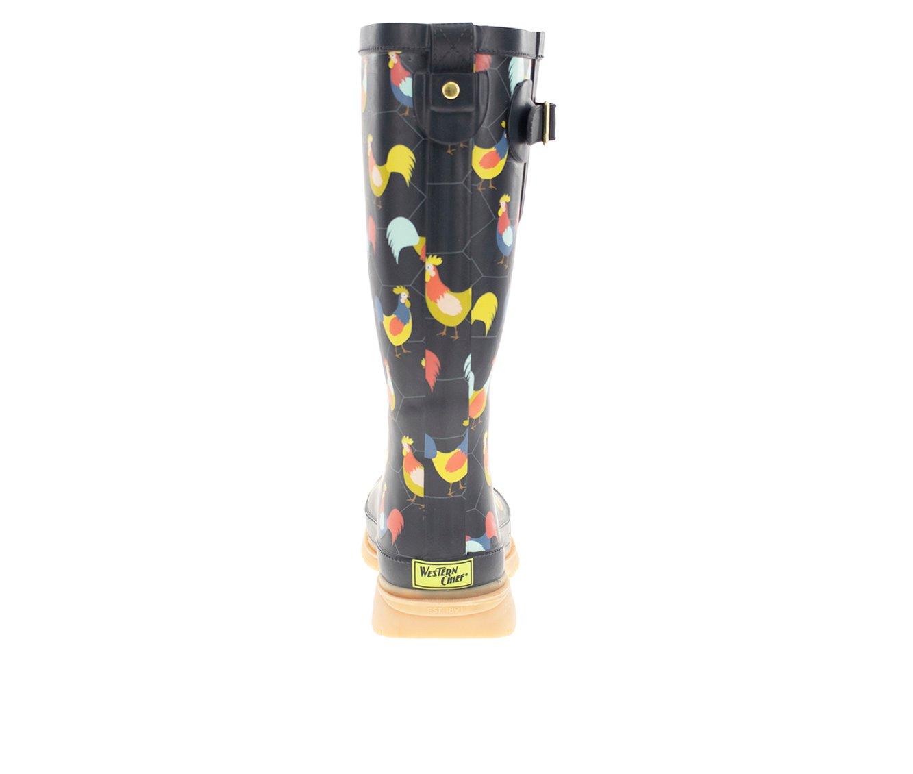 Women's Western Chief Chicken Plaid Tall Rain Boots