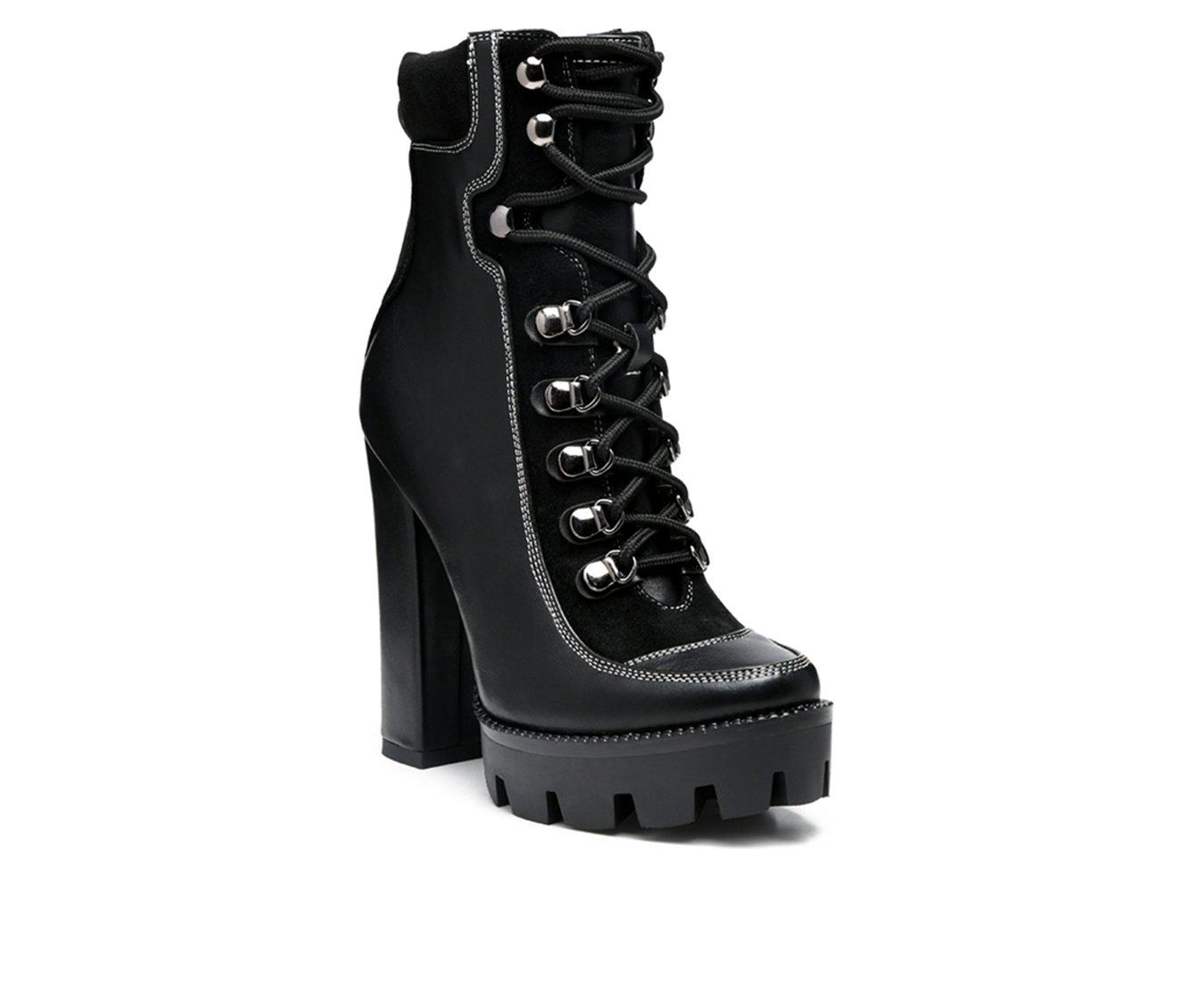 Women's London Rag Yeti Lace Up Heeled Moto Booties