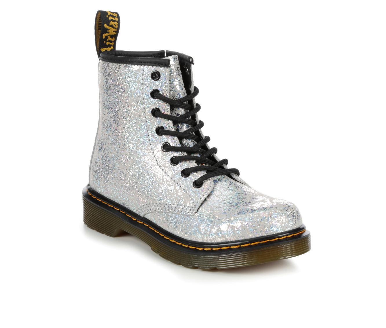 Girls' Dr. Martens Big Kid 1460 Grey Disco Crinkle Boots