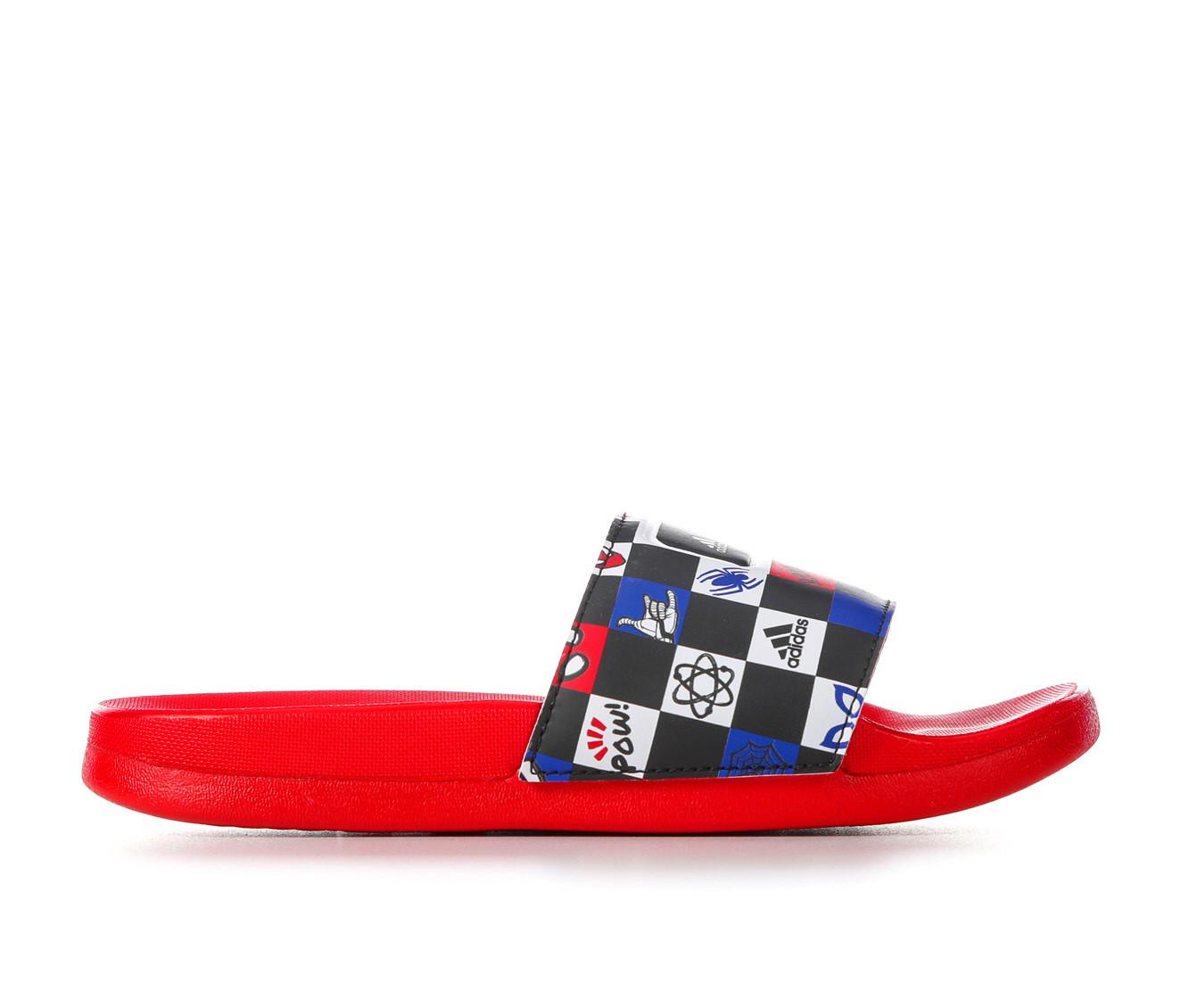 Red adidas hot sale slides kids