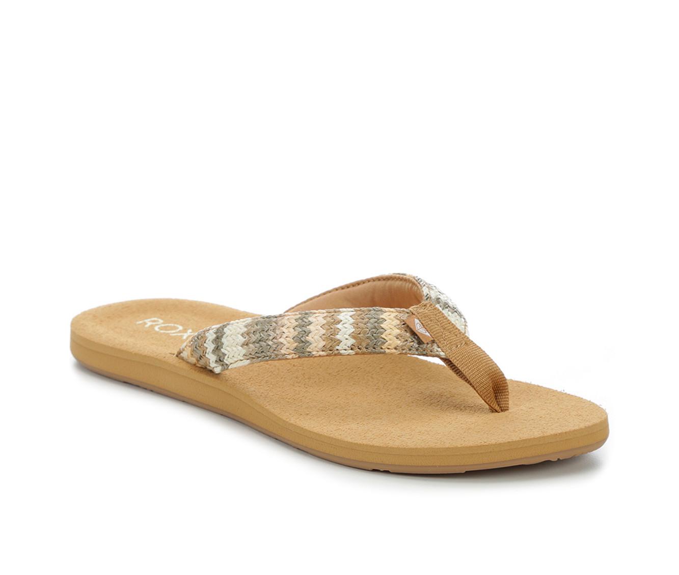 Women s Roxy Tidepool Raffia Flip Flops Shoe Carnival