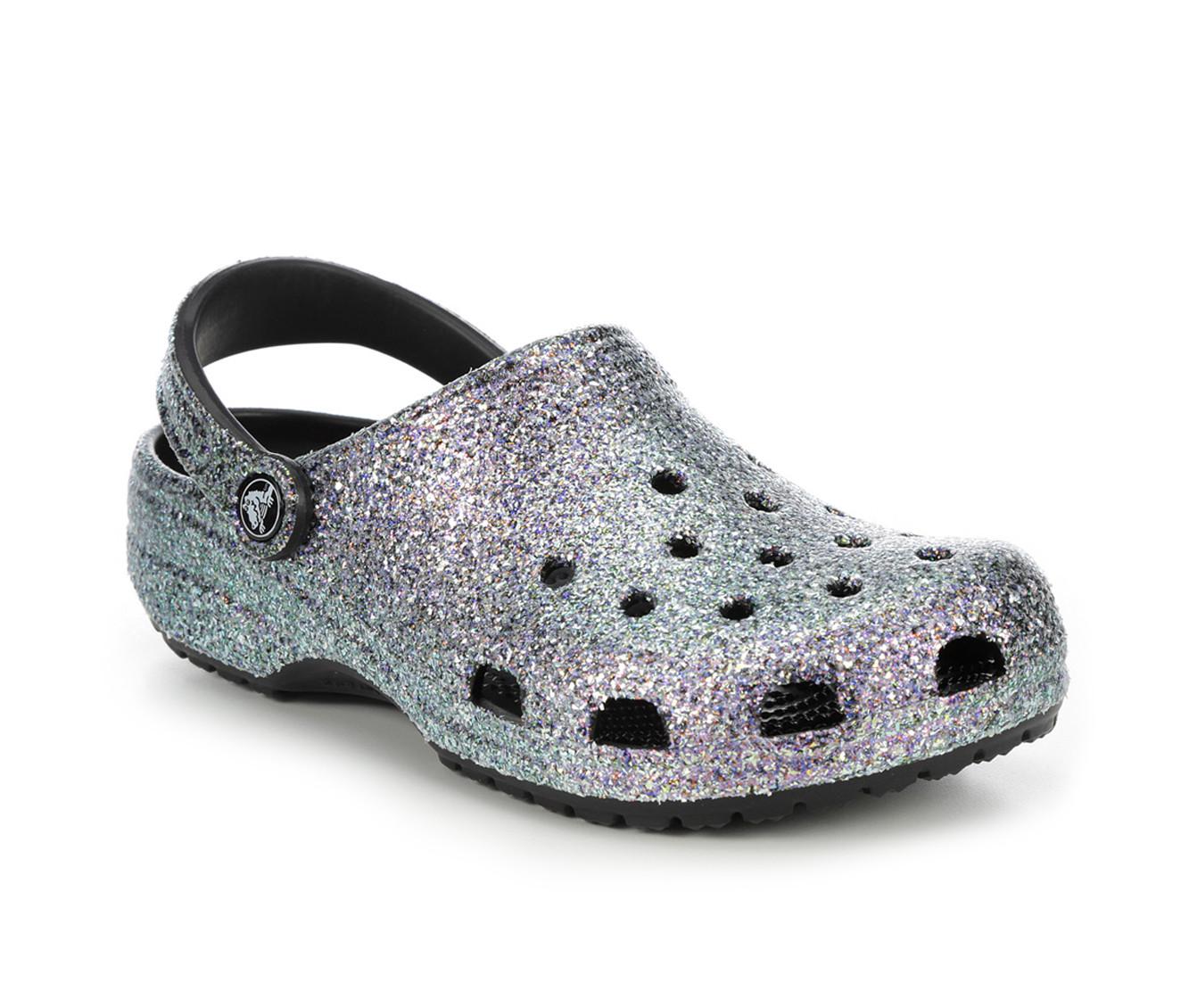 Glitter silver crocs hot sale