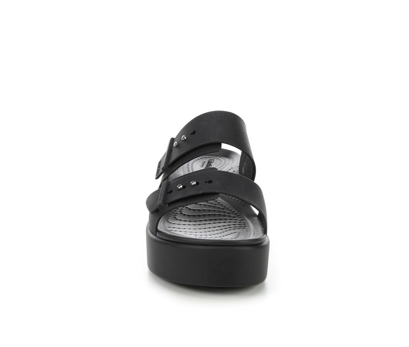 Black Faux Leather Sandals - Cute Croc Sandals