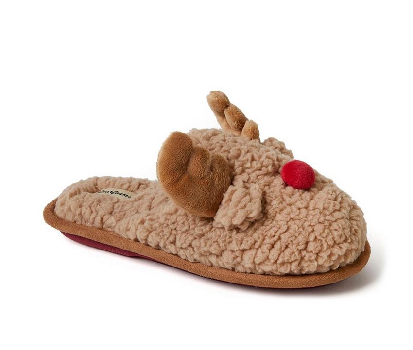 Dearfoams Kids Reindeer Scuff Slippers