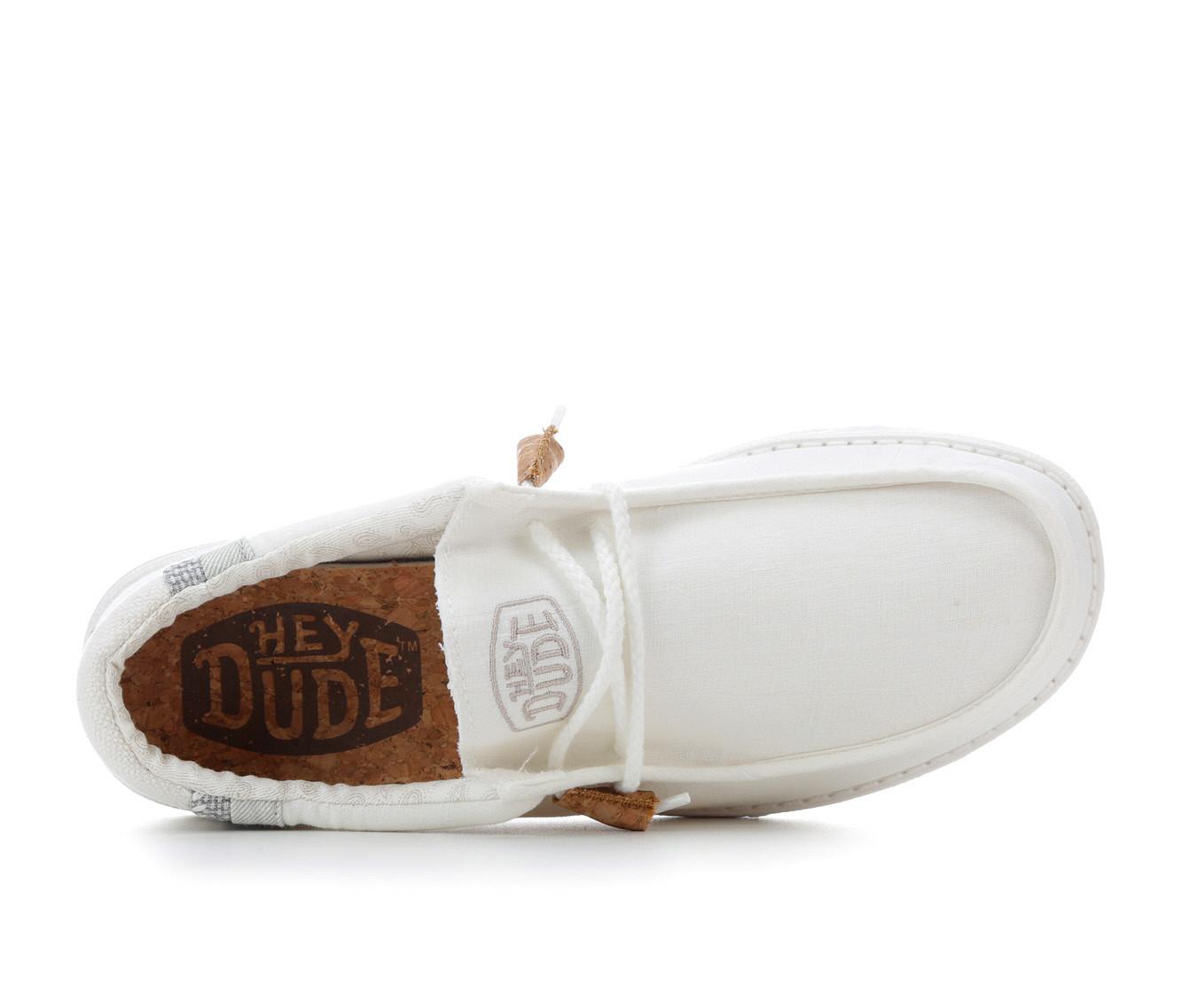 Mens HEYDUDE Wally Break Stitch Casual Shoe - Natural White