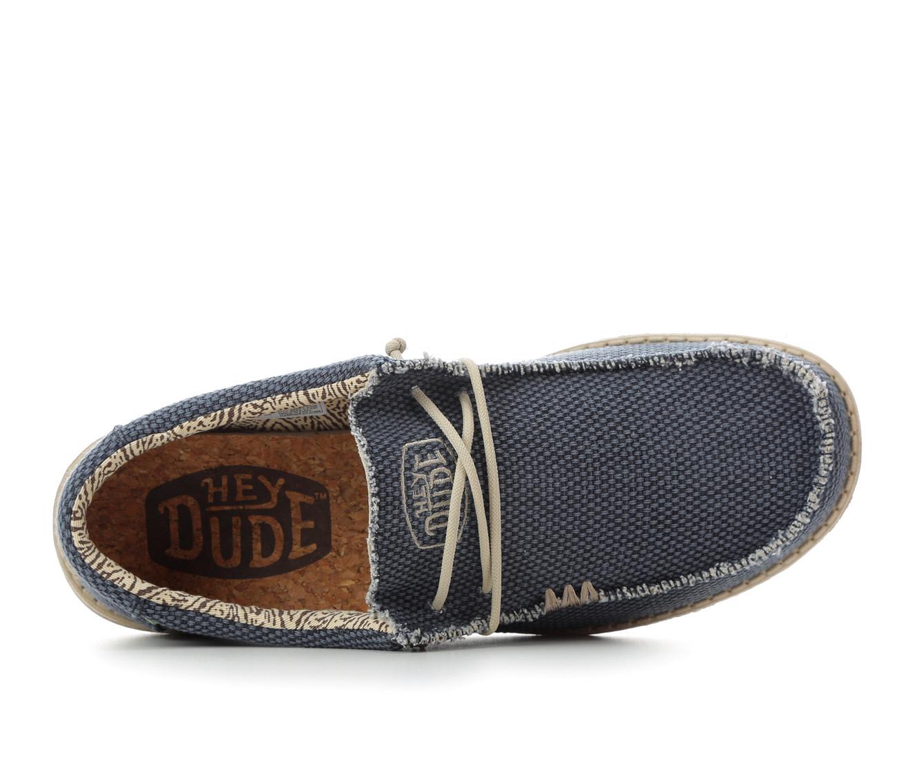 Mens HEYDUDE Wally Break Stitch Casual Shoe - Navy / Natural