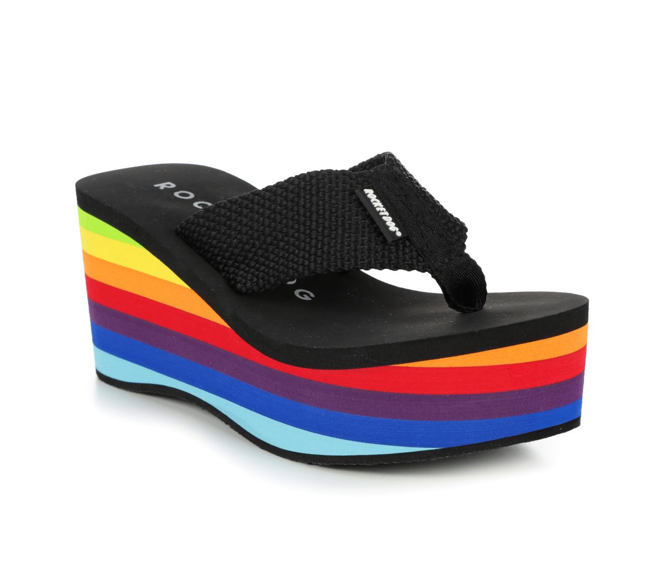 Rocket dog rainbow platform 2024 sandals