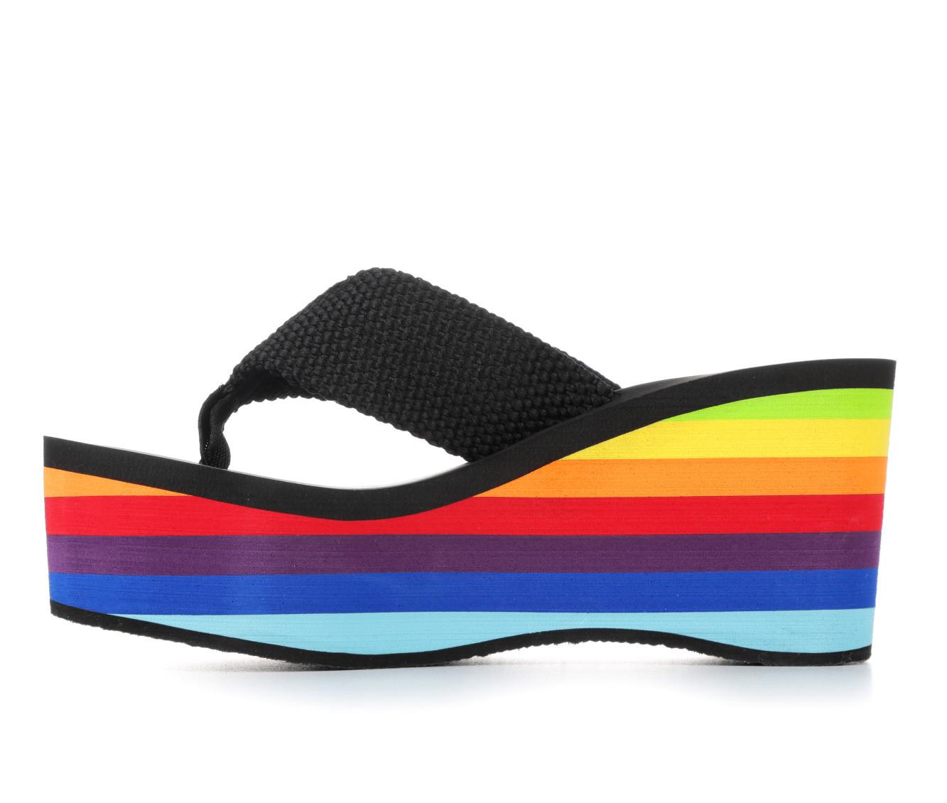 Rocket dog cheap rainbow platform sandals