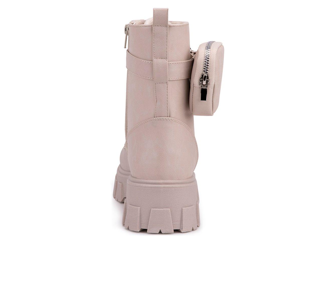 Women's Olivia Miller Autumn Lace Up Combat Booties