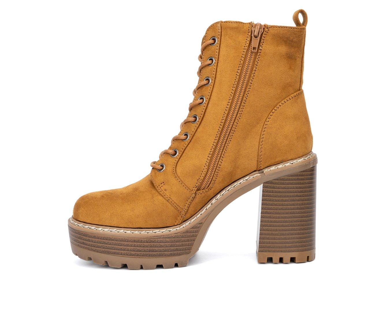 Women's Olivia Miller Evie Platform Heeled Lace Up Boots