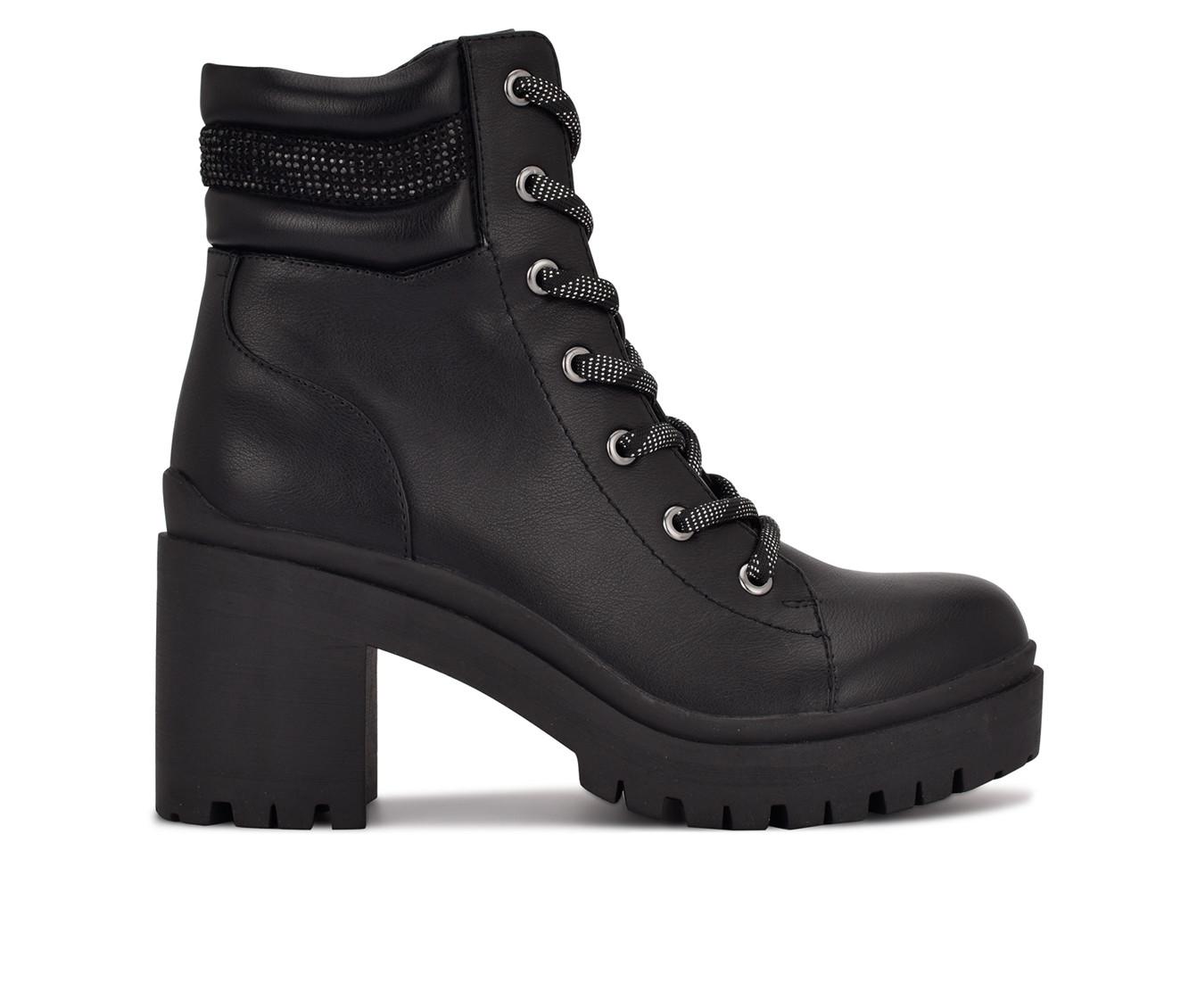 Black heeled combat clearance booties