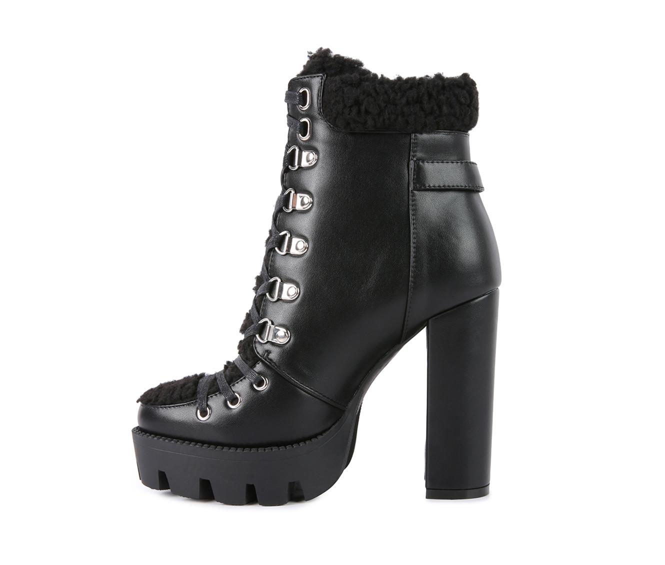 Women's London Rag Pines Lace Up Heeled Platform Boots