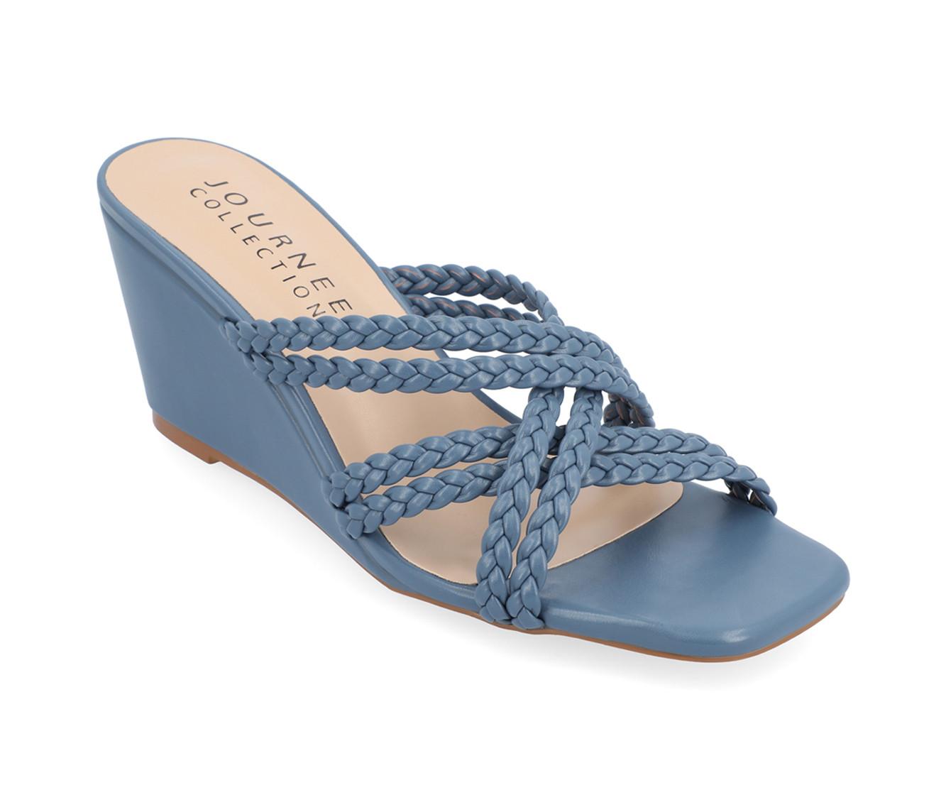 Journee Collection Baylen Women s Wedge Sandals Size 8 Blue