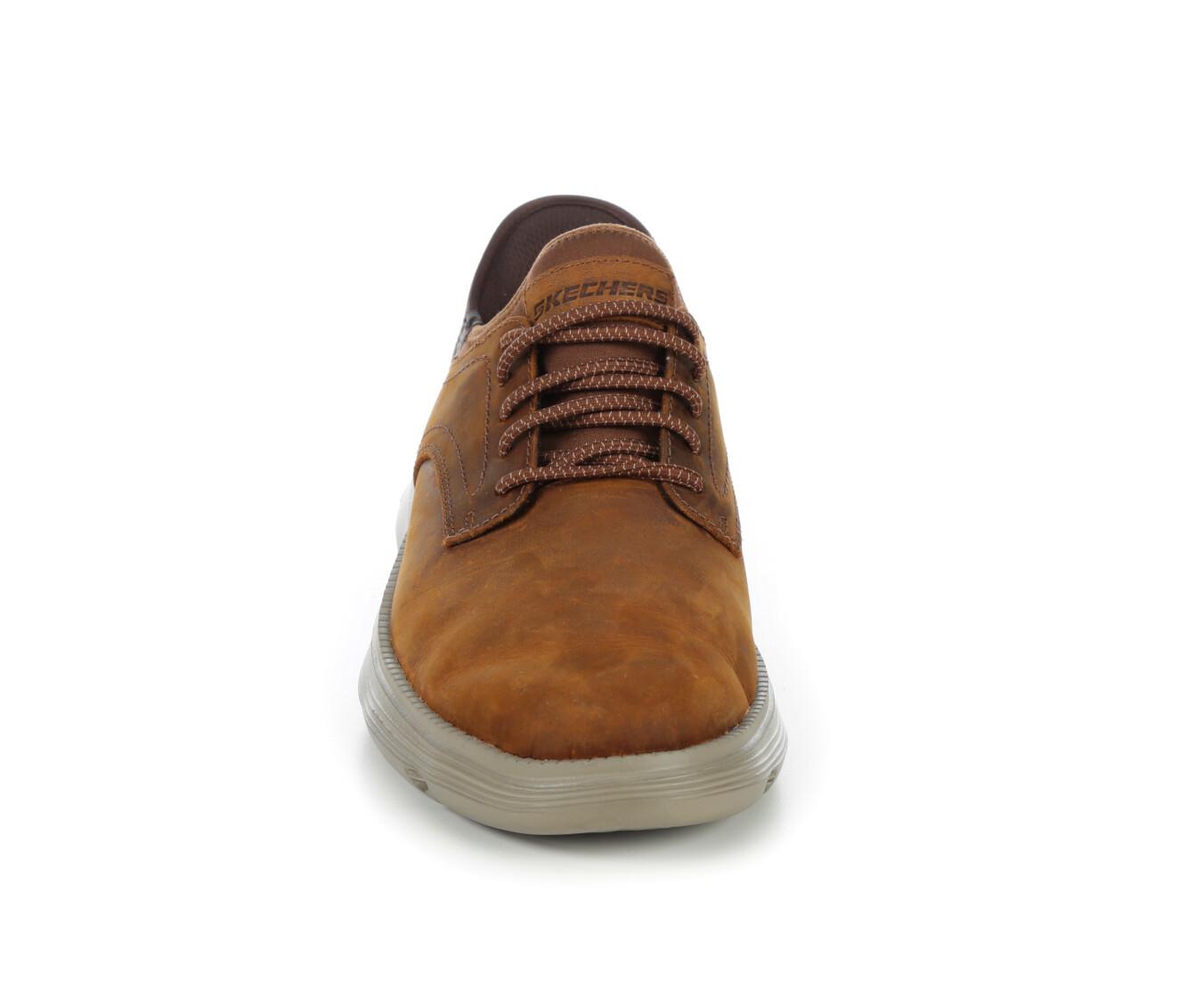 chocolate suede leather oxford skechers