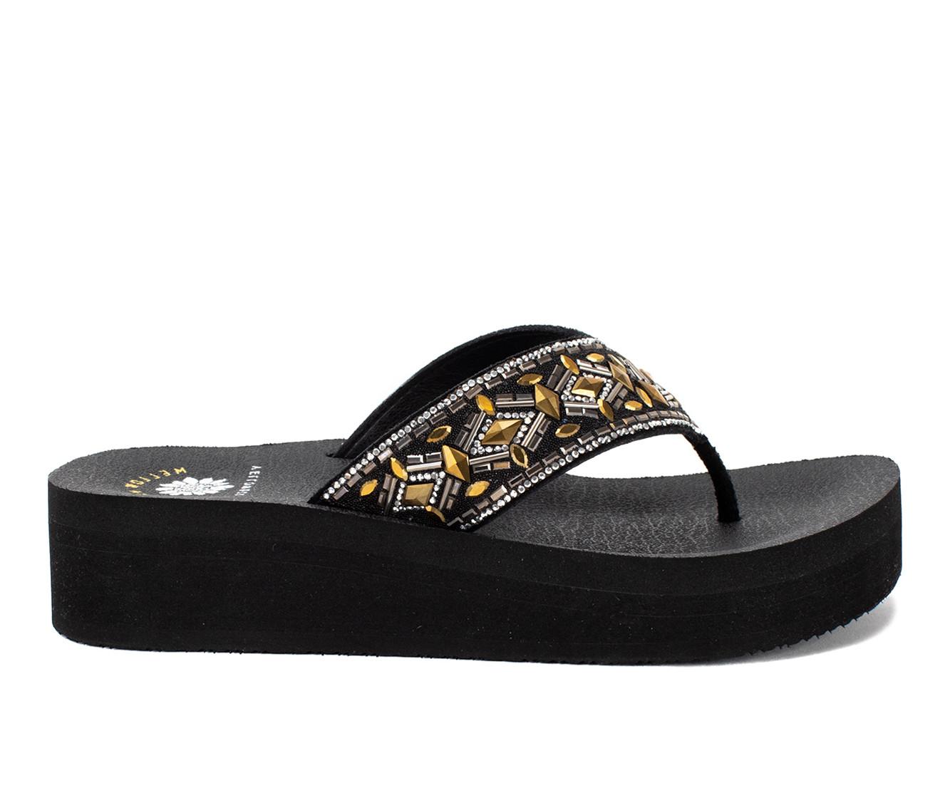 Yellow box store platform flip flops