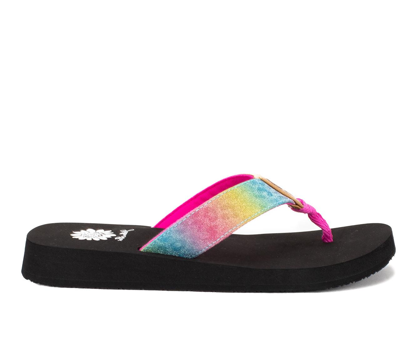 Pink yellow store box flip flops