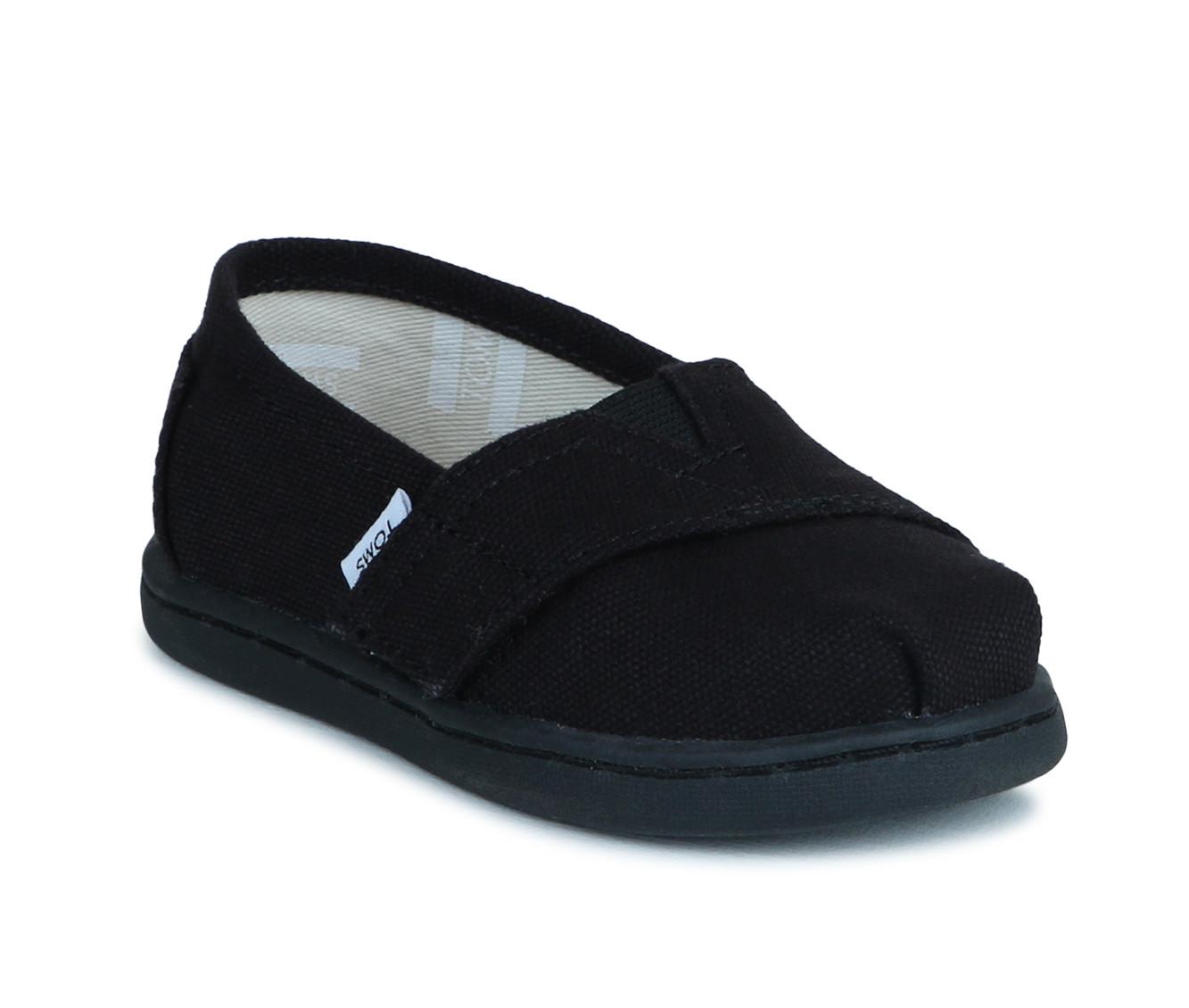 Boys TOMS Infant Toddler Little Kid Tiny Alpargata Black Slip On Shoes Shoe Station