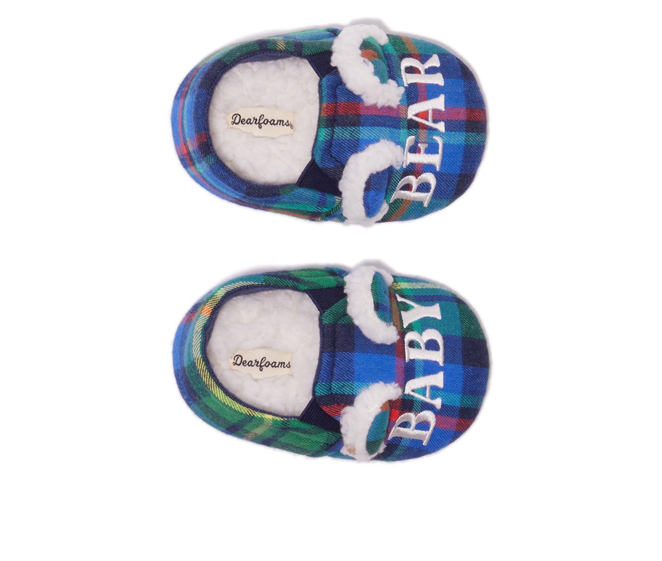 Dearfoams Baby Bear Plaid Closed Back Slippers