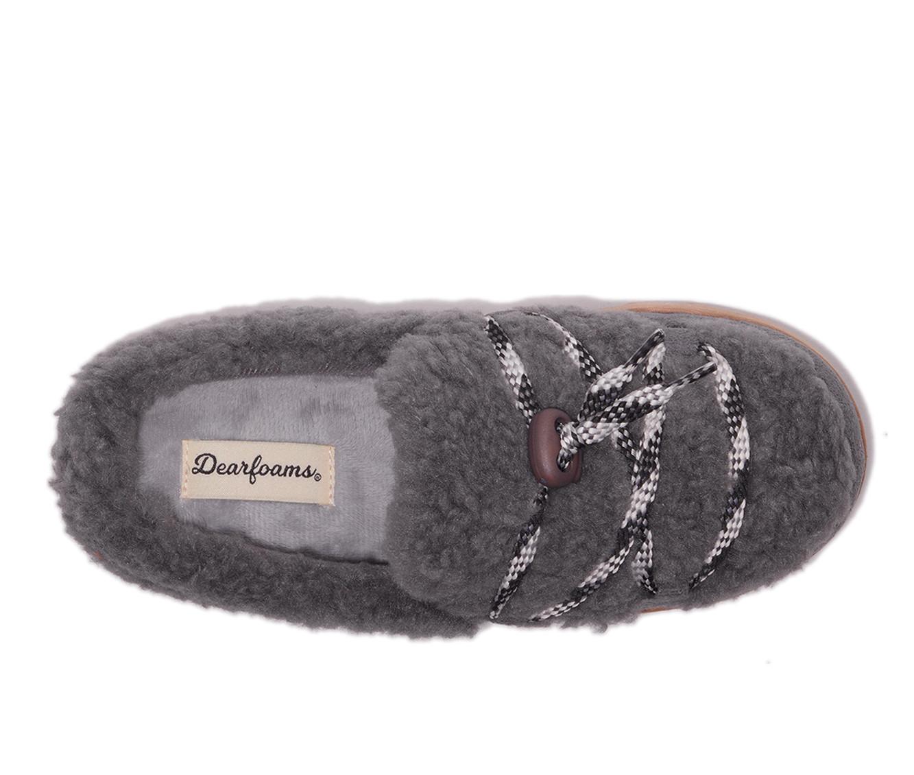 Dearfoams Giselle Lace Up Teddy Mule Slippers