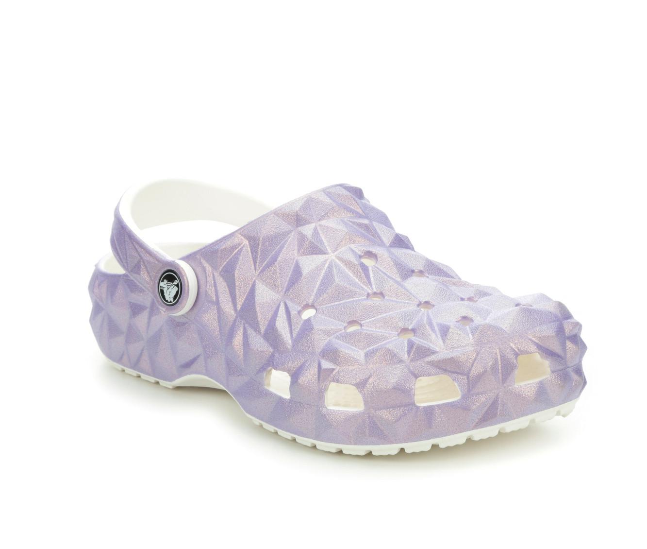 Crocs Kids' Classic Iridescent Geometric Clogs, White Iridescent Crocs