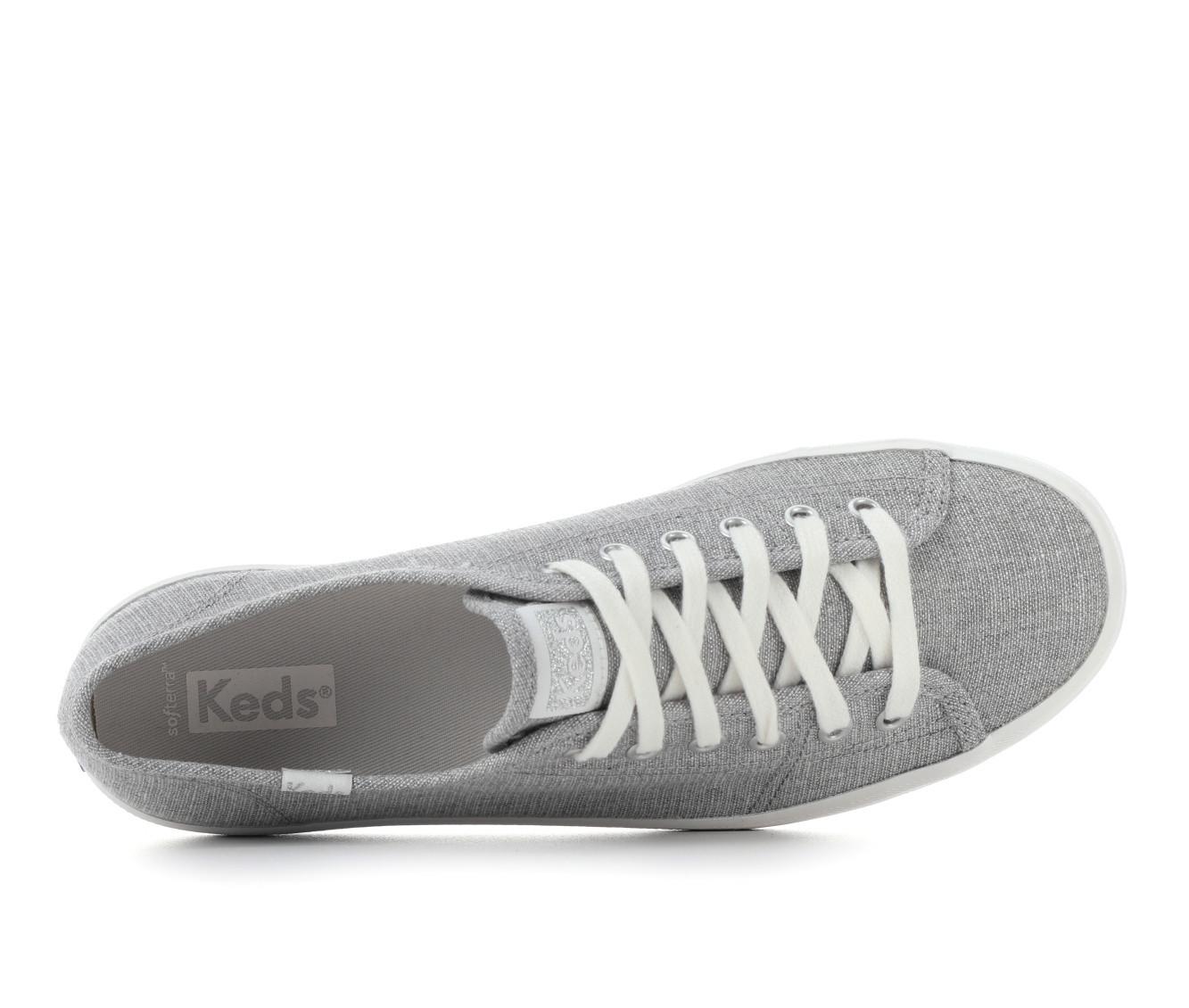 Keds Women s Kickstart Metallic Txt Sneakers Silver Size 10 Fabric