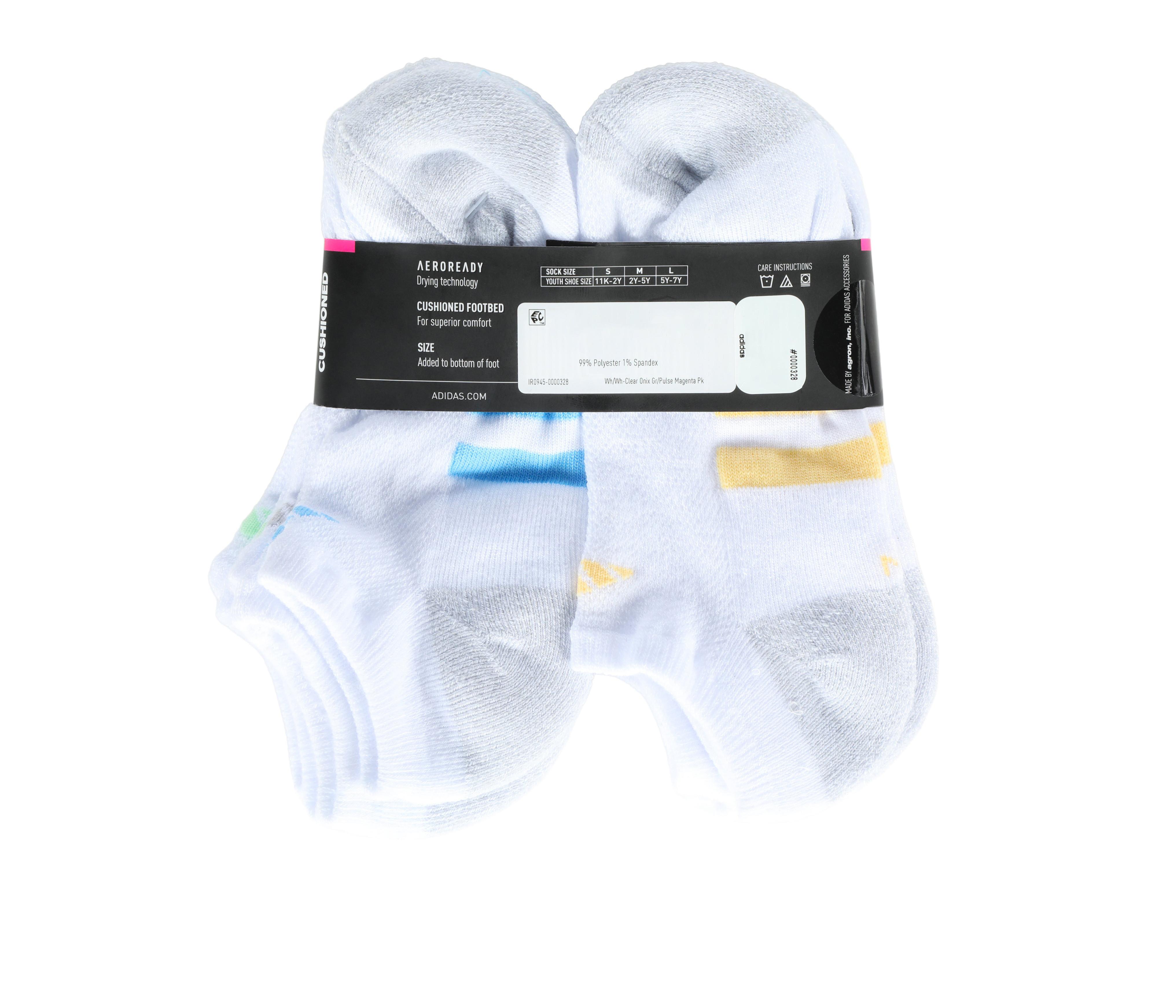 Adidas Girls' 6 Pair Cushioned No Show Socks - thumbnail 3
