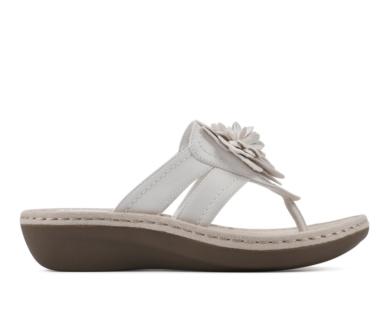 Women s Cliffs by White Mountain Cassia Low Wedge Flip Flops Shoe Carnival