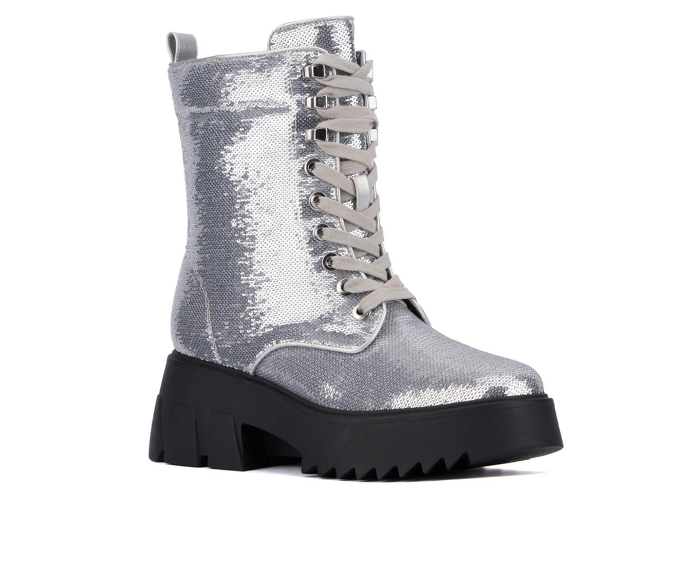 Women's Fashion to Figure Odessa Sequin Combat Booties