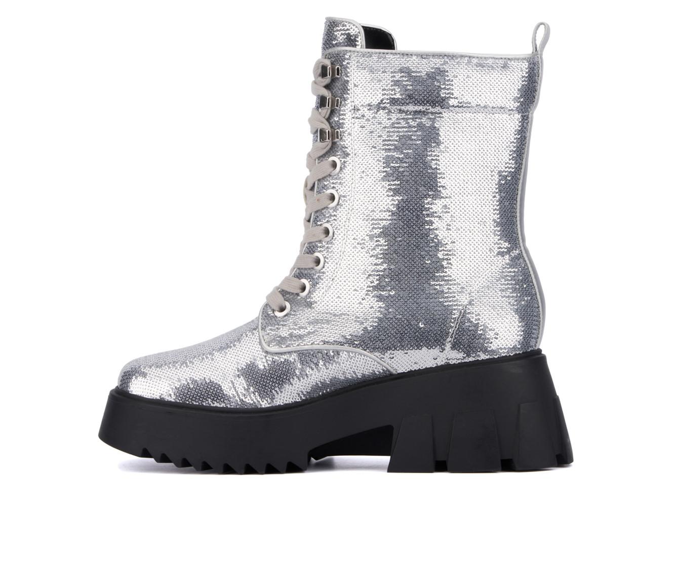 Women's Fashion to Figure Odessa Sequin Combat Booties