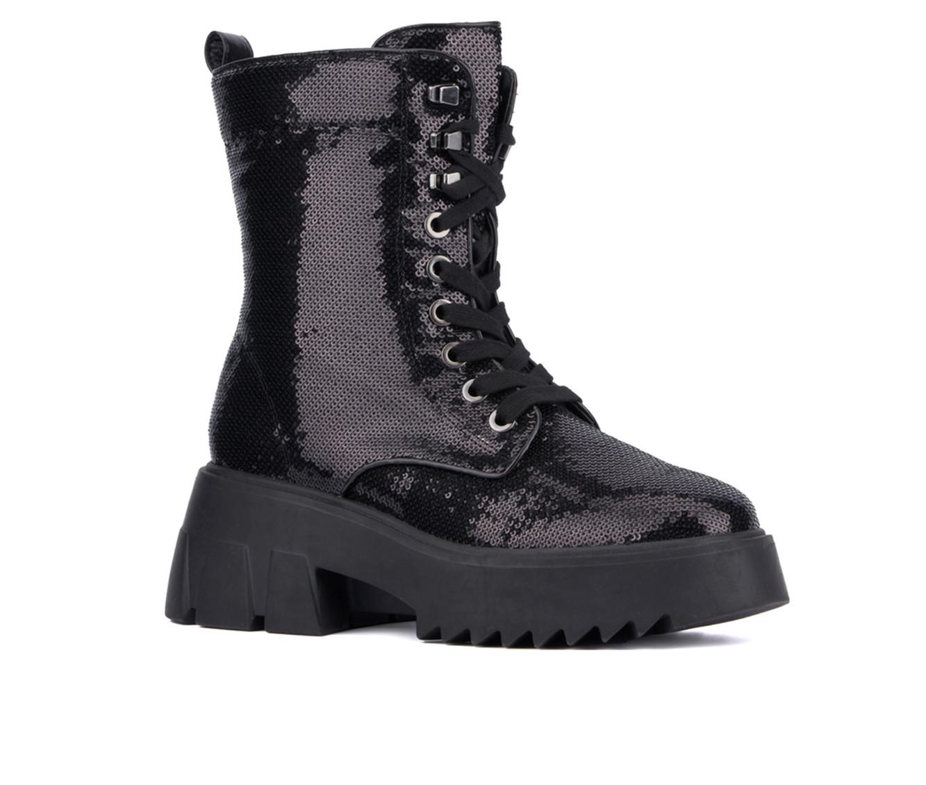 Women's Fashion to Figure Odessa Sequin Combat Booties