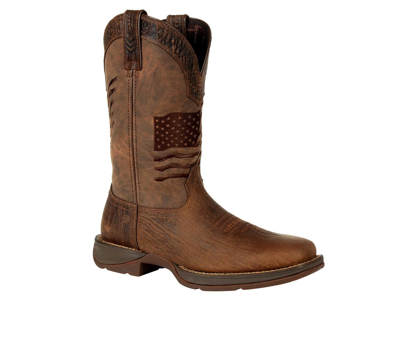 Men's Durango Rebel Brown Distressed Flag Embroidery Western Boots