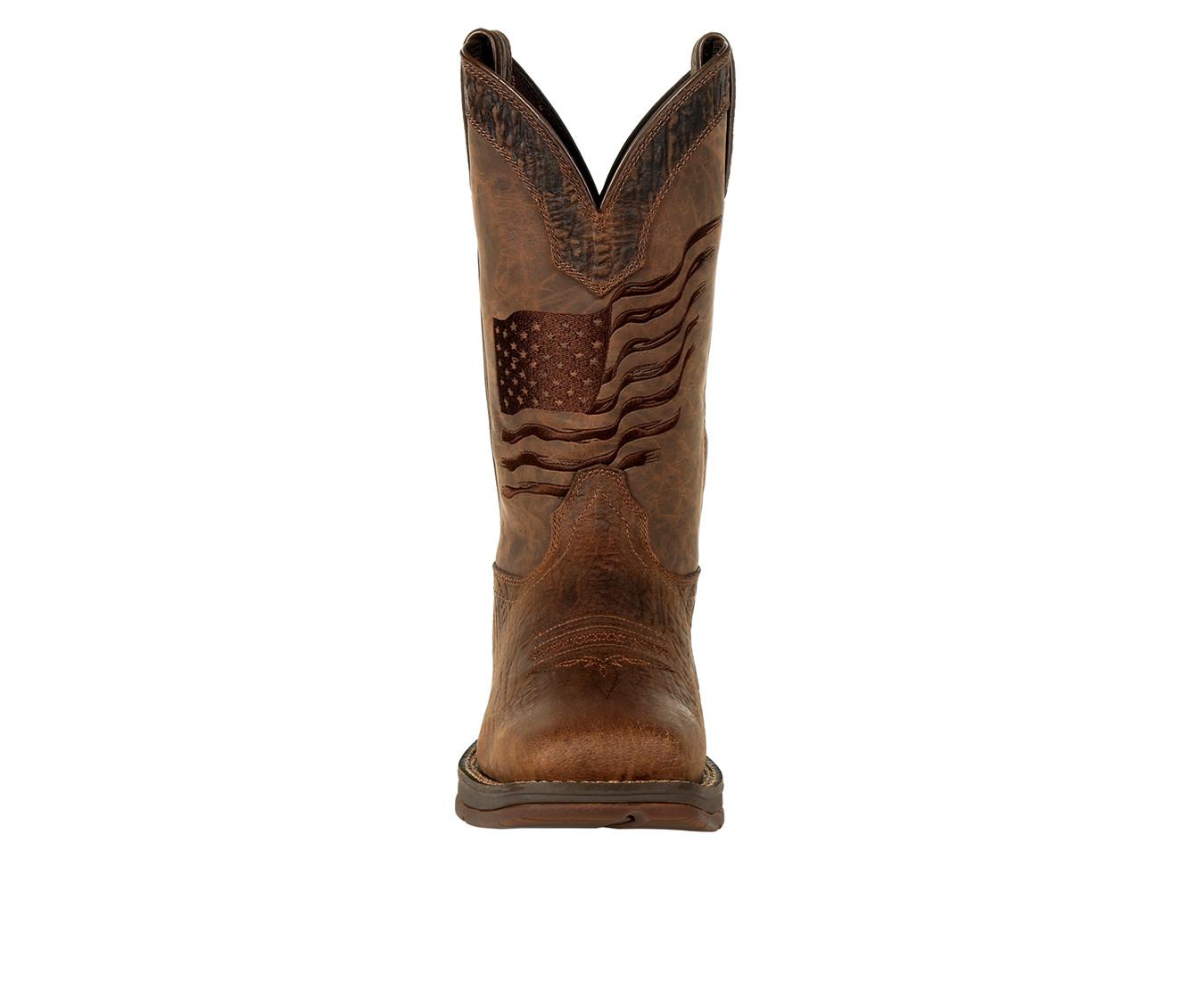 Men's Durango Rebel Brown Distressed Flag Embroidery Western Boots