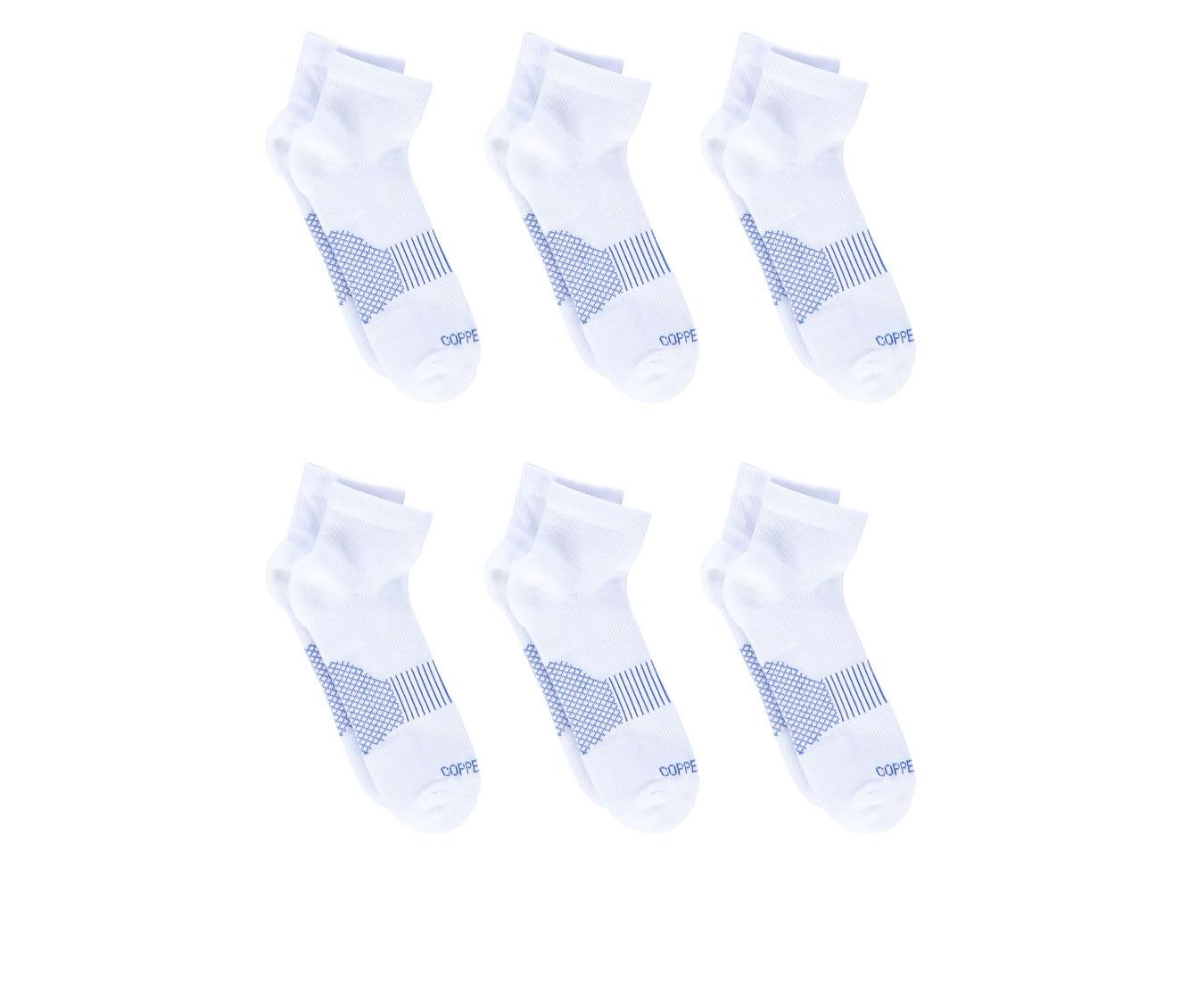 Copper Fit 6 Pack Men's Energy Quarter Crew Socks