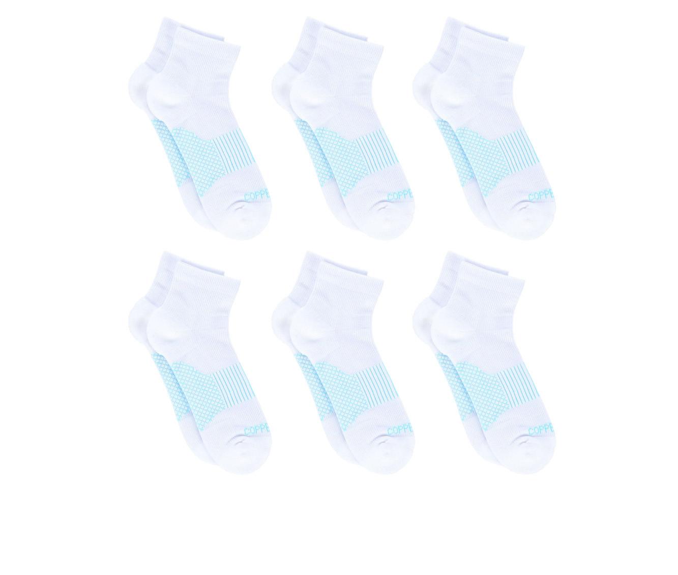 Copper Fit 6 Pack Women's Energy Quarter Crew Socks