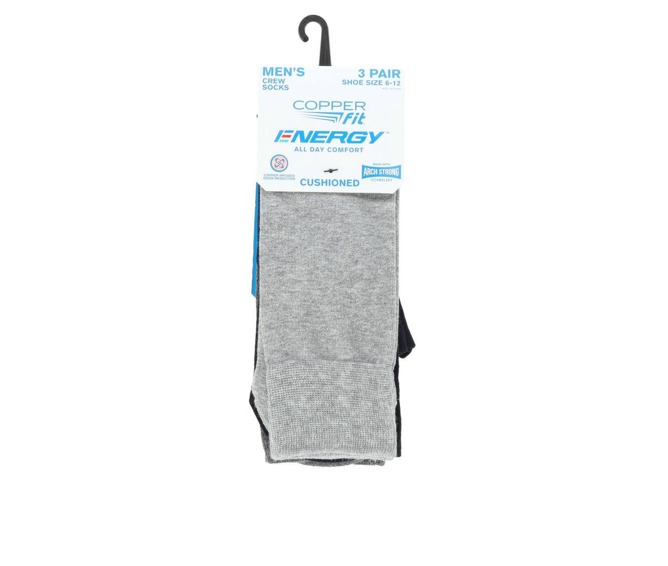 Copper Fit 3 Pack Men Energy Dress Cushioned Crew Socks