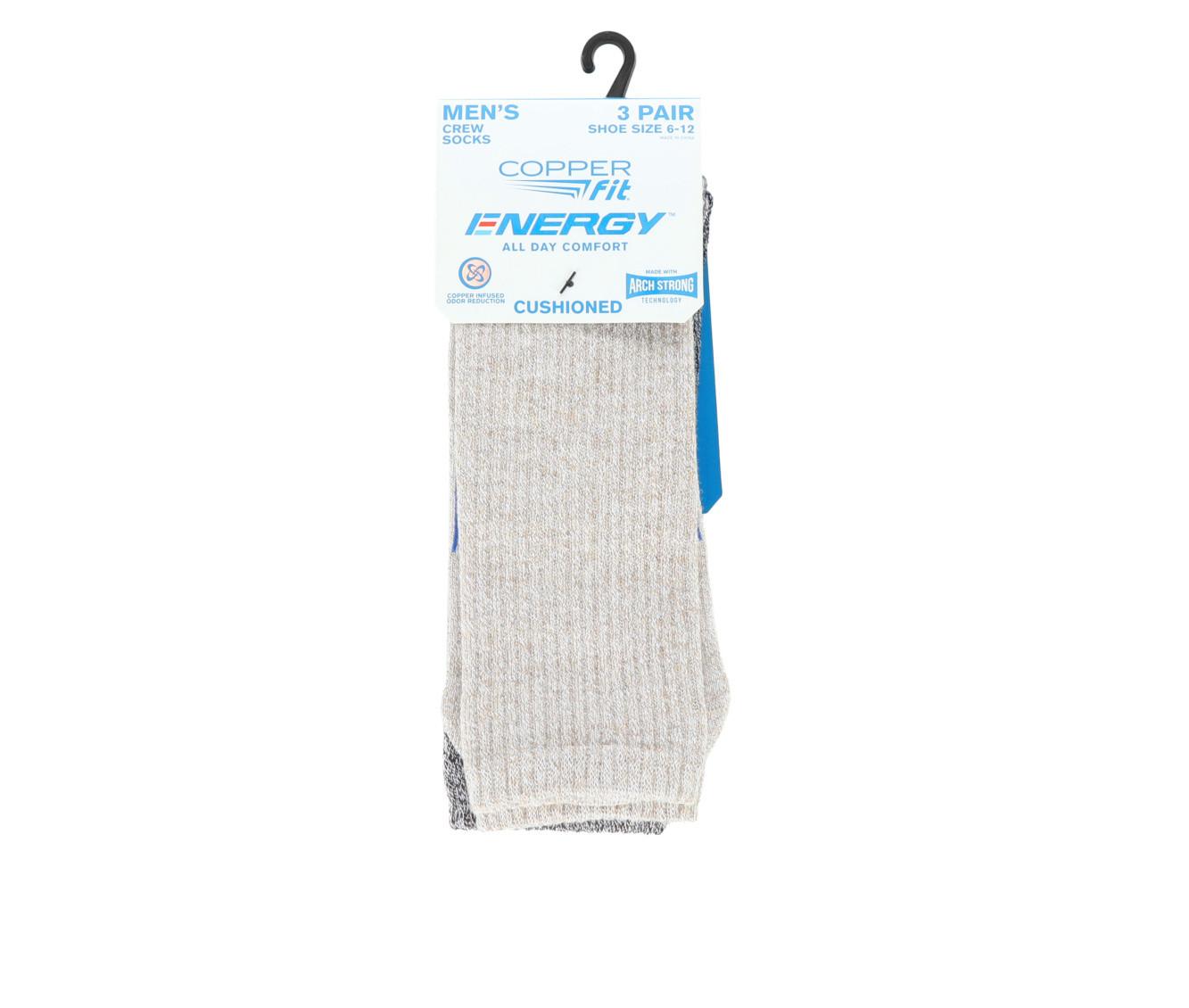 Copper Fit 3 Pack Men Energy Dress Cushioned Crew Socks
