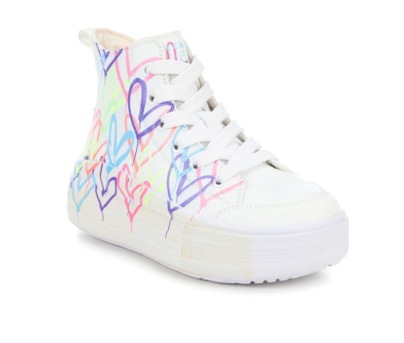 Girls' Skechers Street Hyperlift Graffiti Hearts High-Top Sneakers