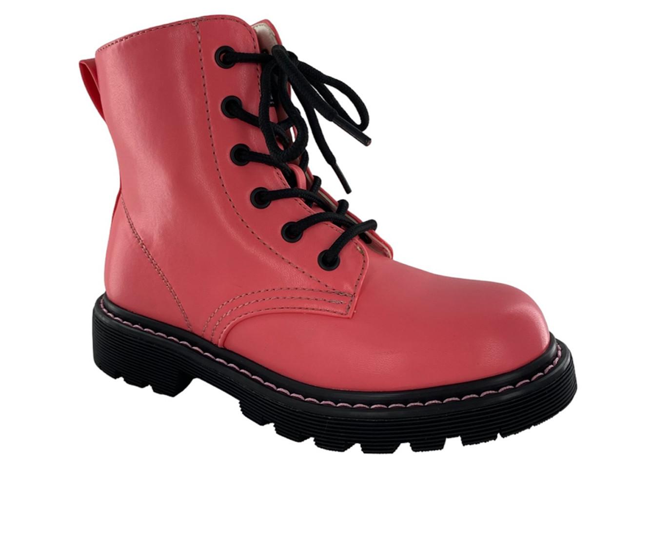 Girls red combat discount boots