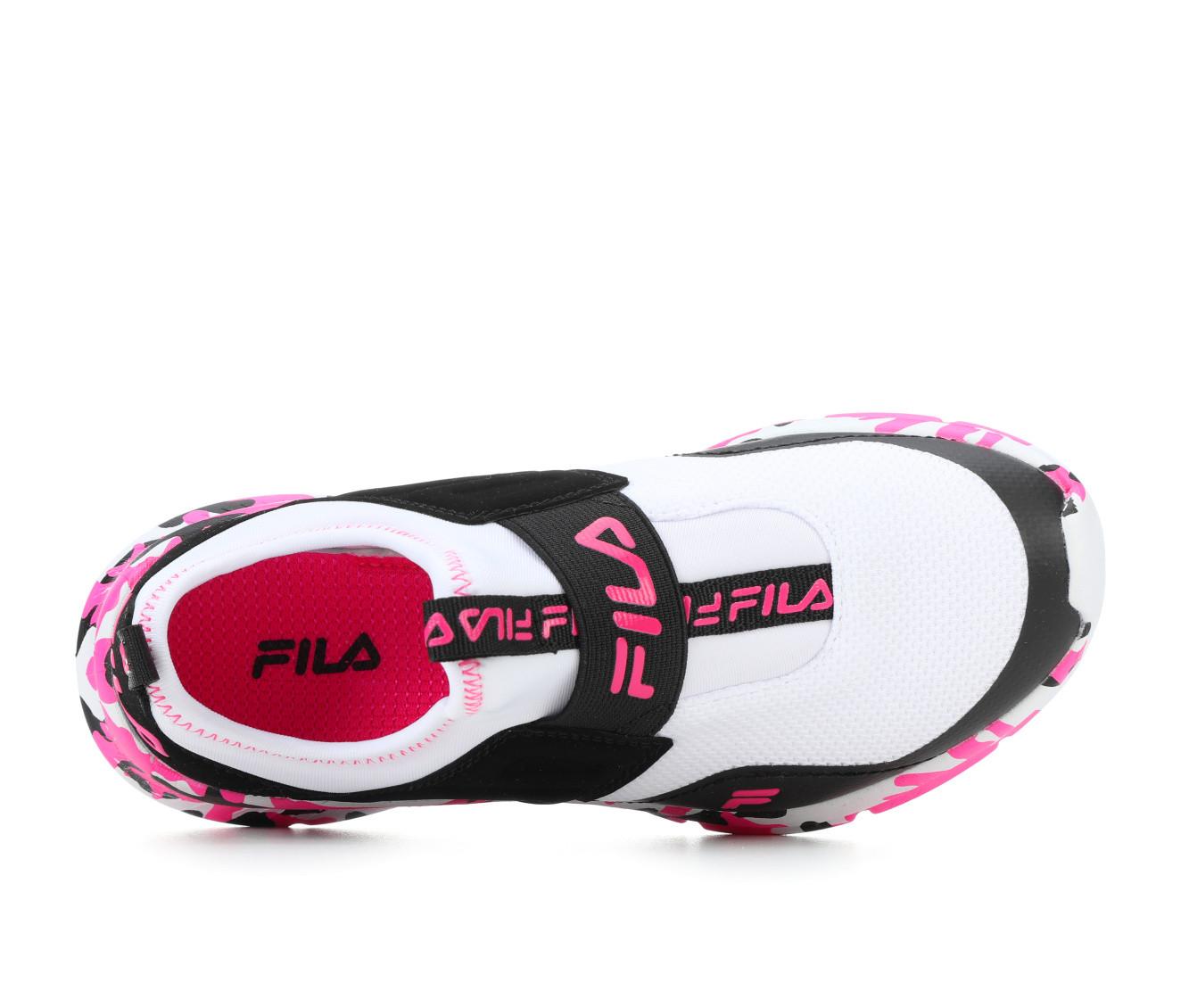 Fila Women s Girls Little Kid Big Kid Landbuzzer Camo Running Shoes Black White Pink Size 6 Big Kid