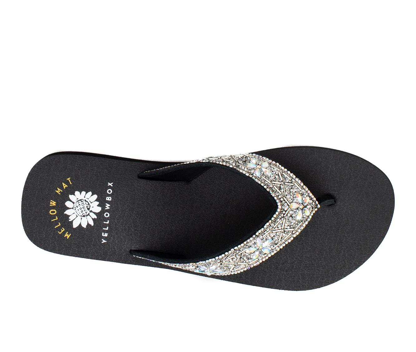 Women s Yellow Box Casey Wedge Flip Flops Shoe Carnival